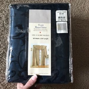 Blue Raised Velvet Shark Valance